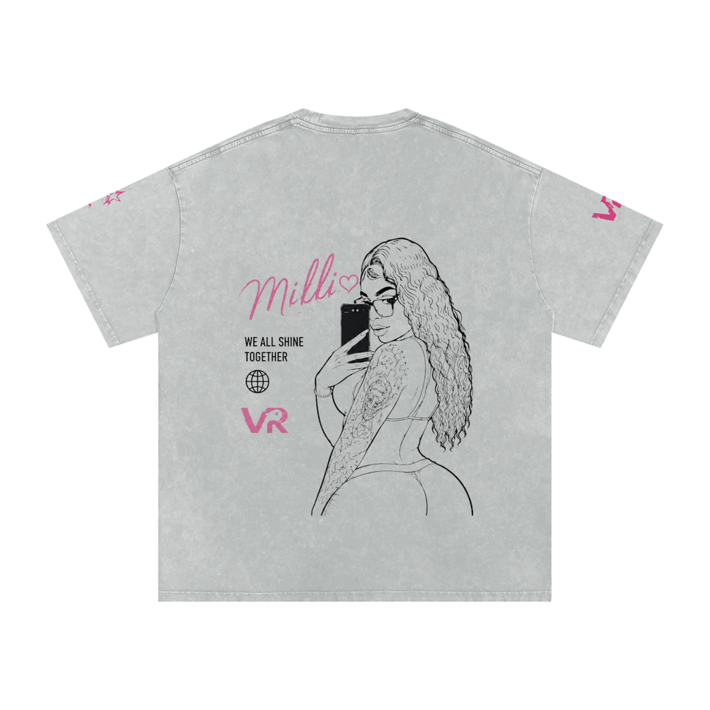 Snow Washed Oversized Cotton T-Shirt