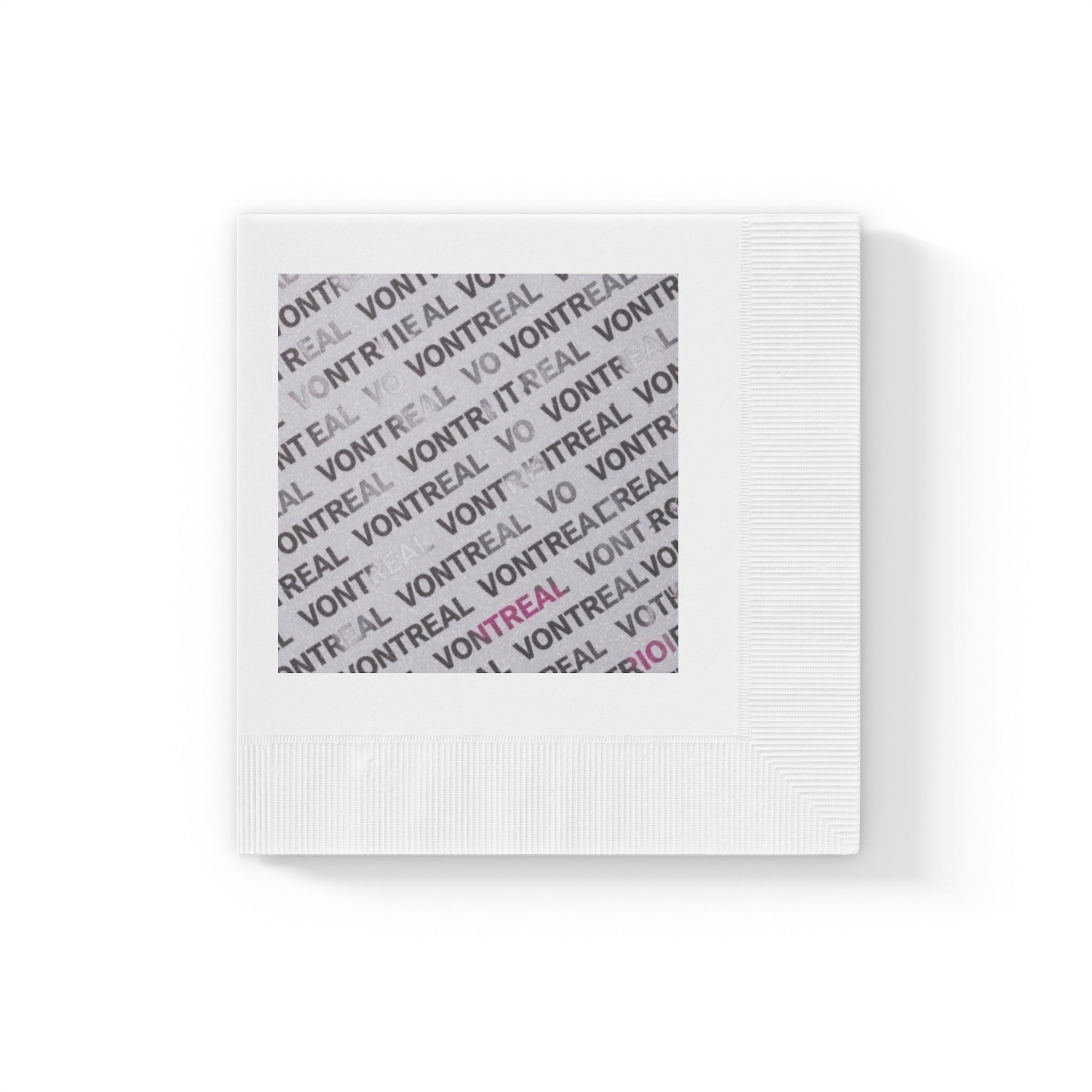 Branded Square Paper Napkins — 'VONTREAL' Coined Logo Accent