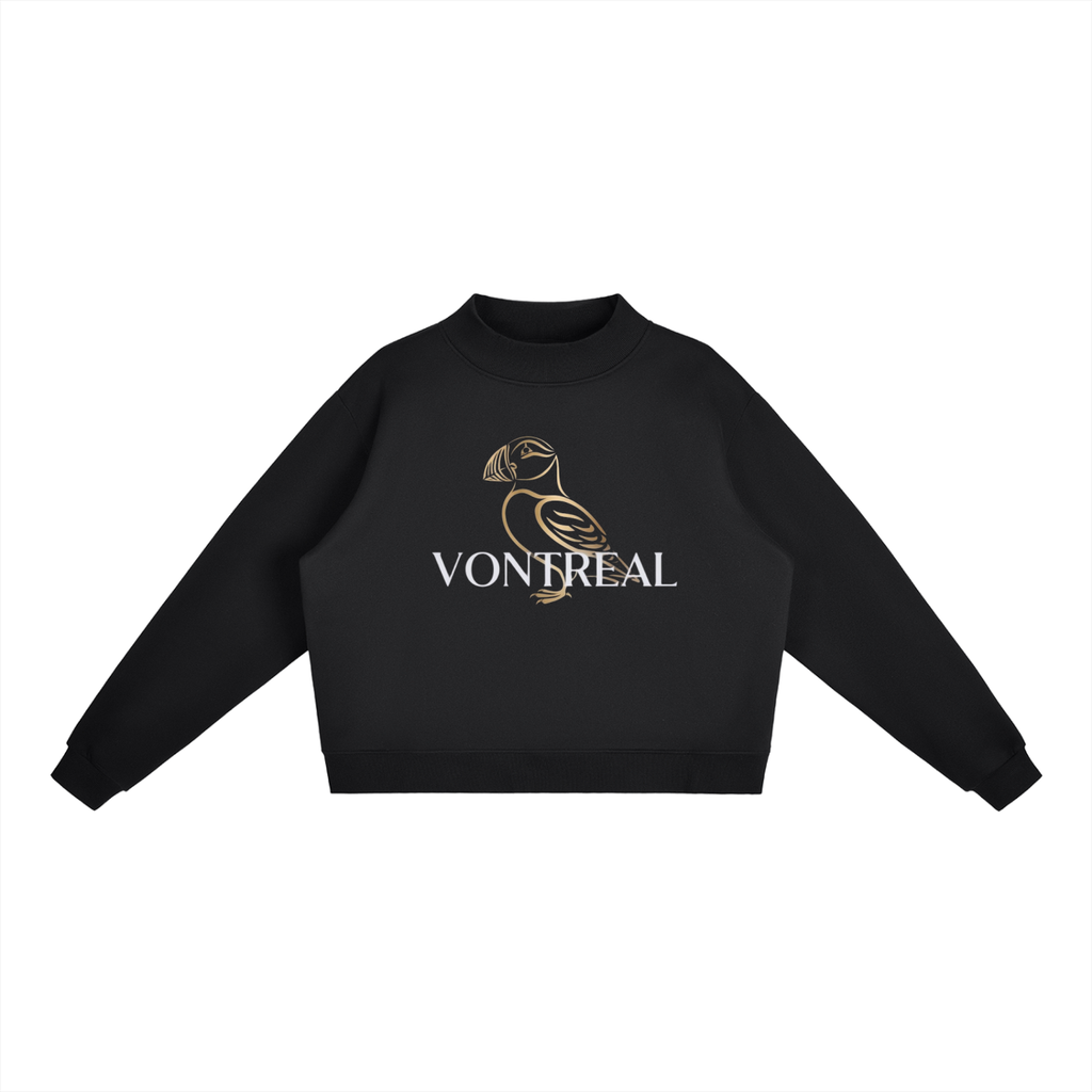 Essential Fleece Mock-Neck Crew Sweatshirt