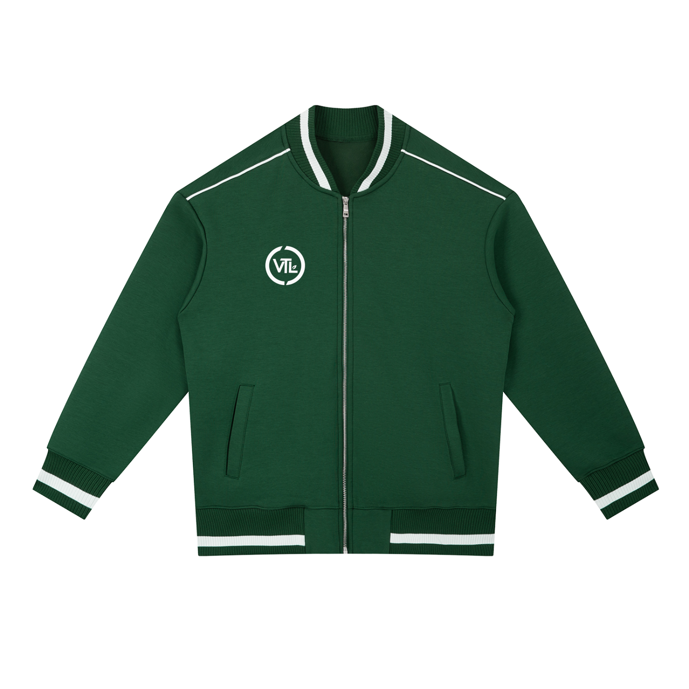 Contrast Piping Zip Bomber Jacket