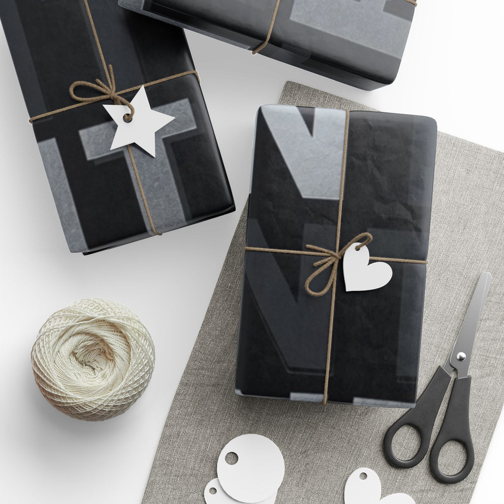 Montreal Typographic Wrapping Paper — Black & Gray City Word Pattern