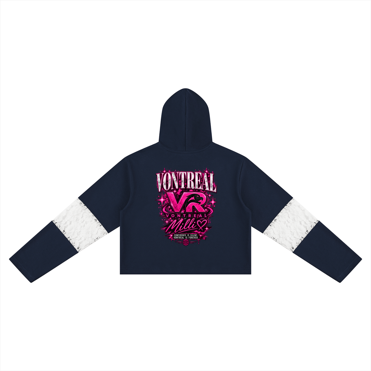 Milli Cropped Lace-Panel Hoodie