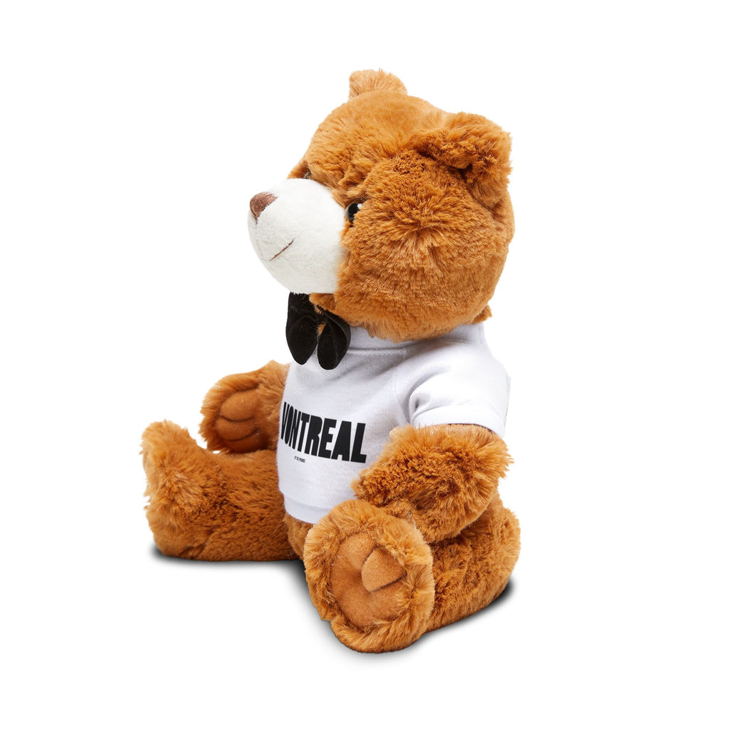 Vontreal Teddy Bear Plush — Brown Bear with White Logo T‑Shirt & Bow