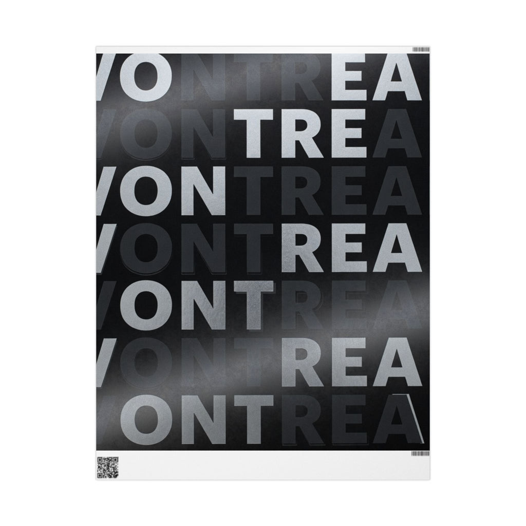 Montreal Typographic Wrapping Paper — Black & Gray City Word Pattern