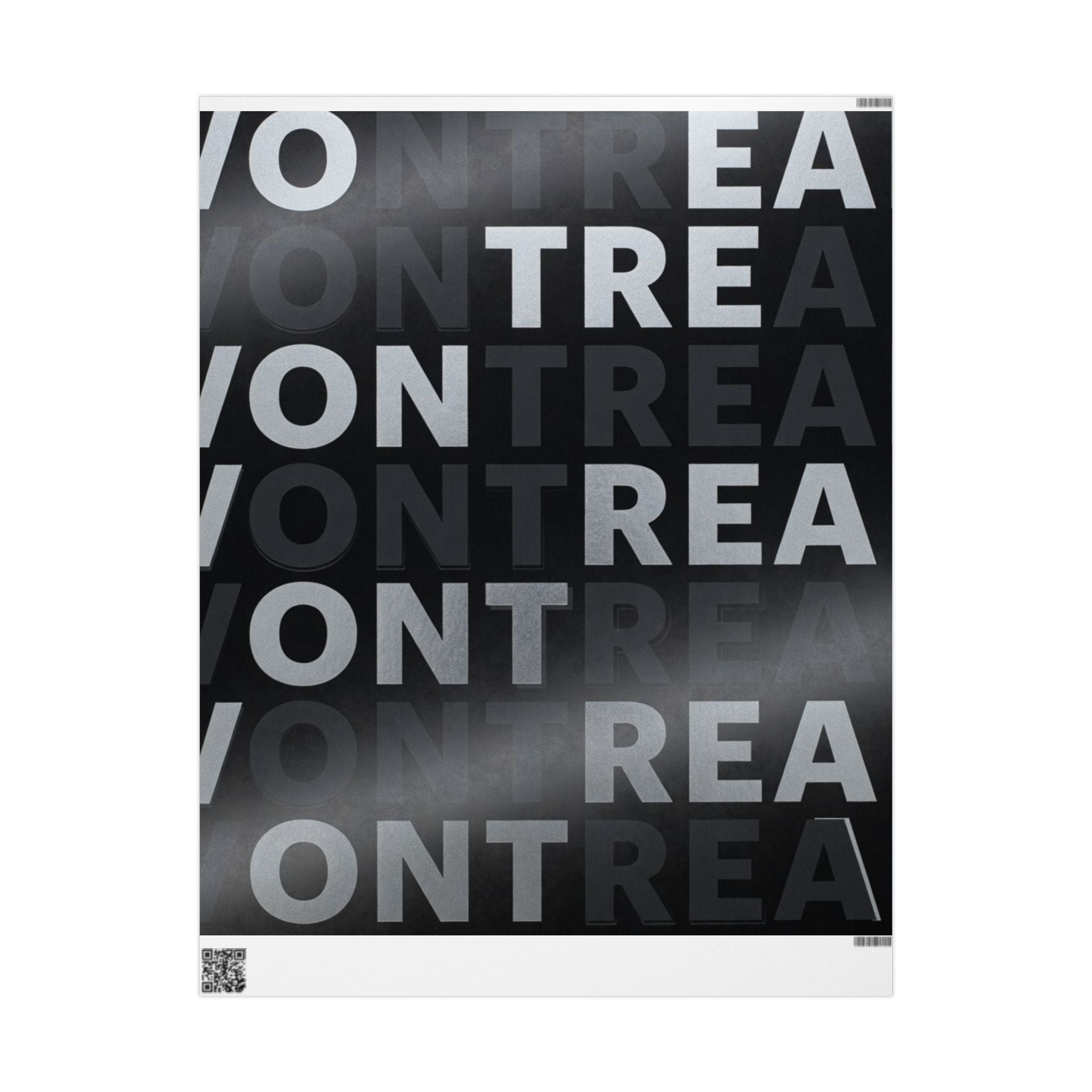 Montreal Typographic Wrapping Paper — Black & Gray City Word Pattern