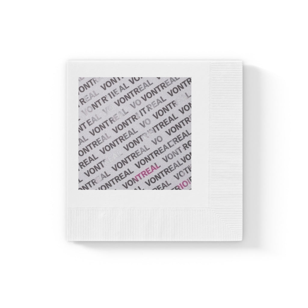 Branded Square Paper Napkins — 'VONTREAL' Coined Logo Accent