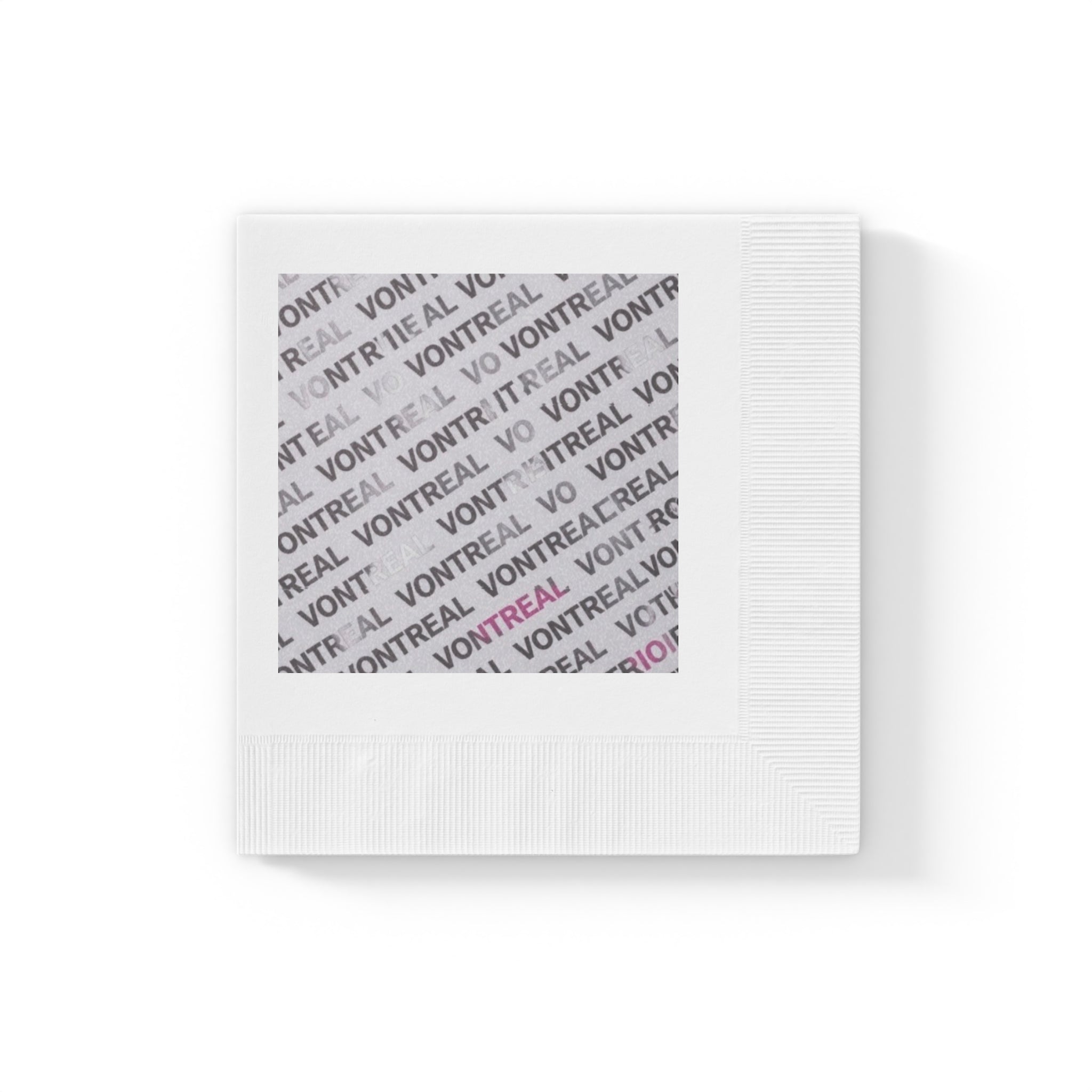 Branded Square Paper Napkins — 'VONTREAL' Coined Logo Accent
