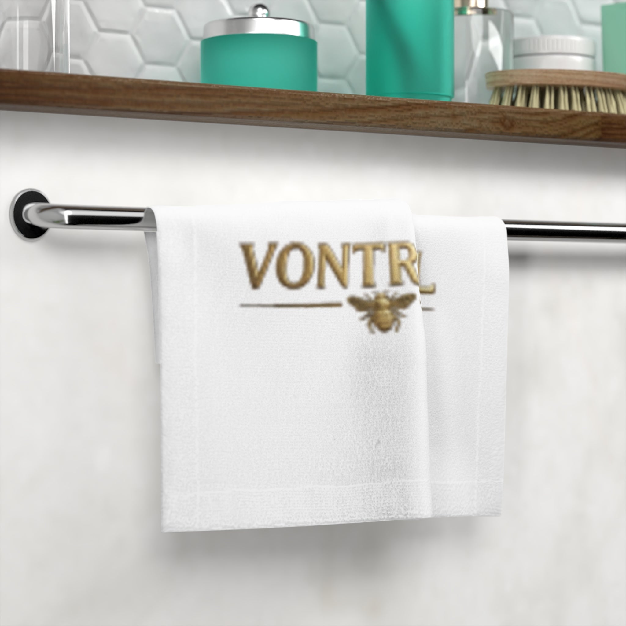 Vontreal Gold Logo Face Towel – Luxury Monogram Hand Towel