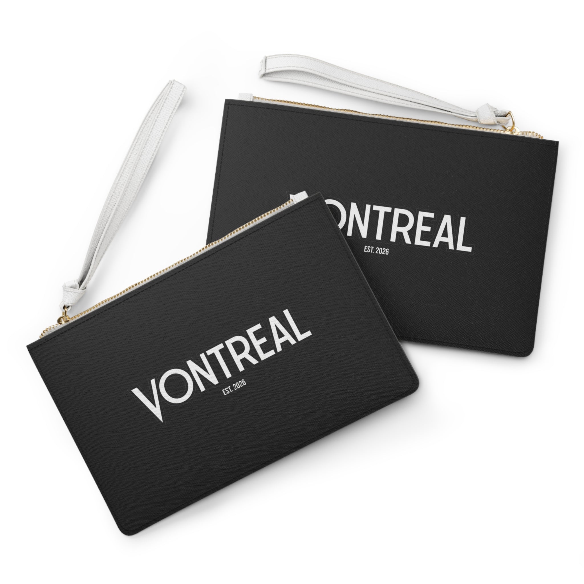 VONTREAL Logo Clutch Bag — Sleek Black Wristlet (Est. 2025)