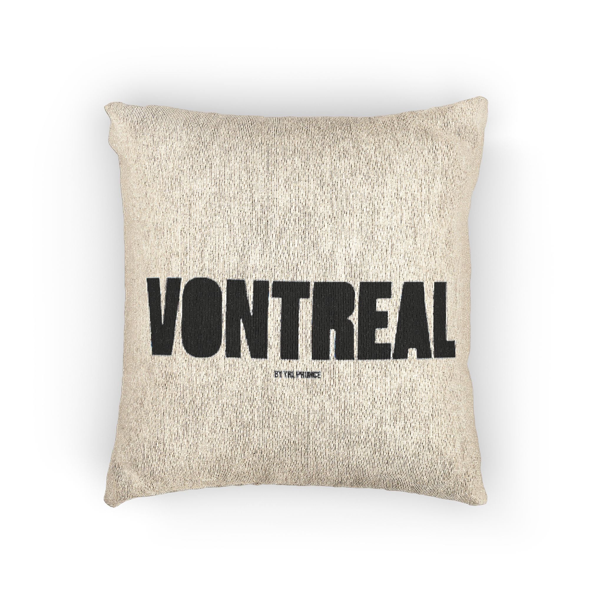 Montreal Woven Throw Pillow — Vintage Text City Decor