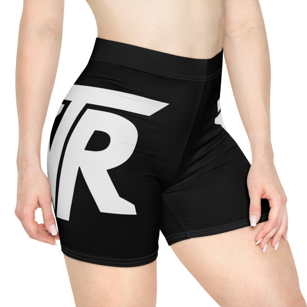 Logo Black Biker Shorts - Women's High-Waist Graphic Activewear