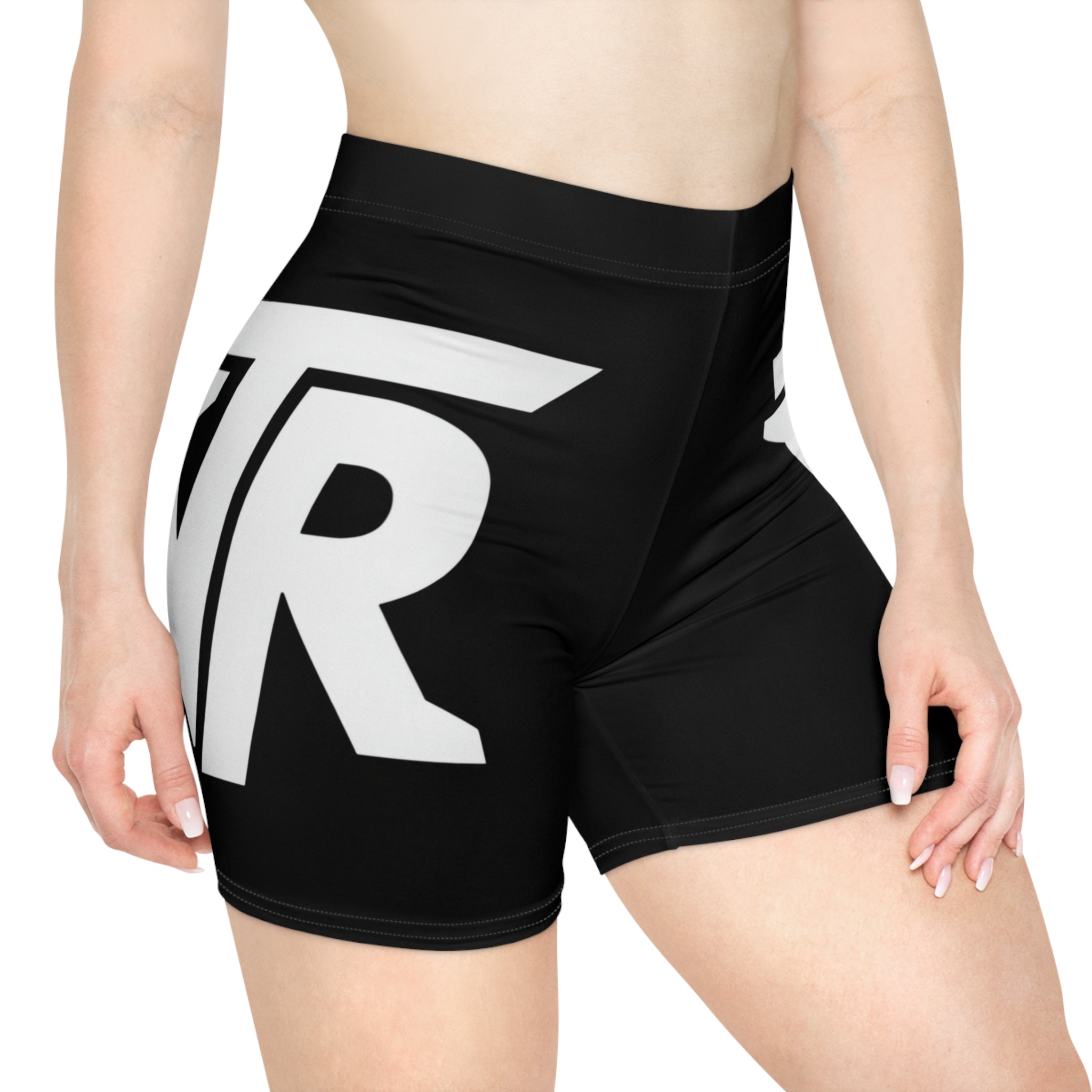 Logo Black Biker Shorts - Women's High-Waist Graphic Activewear