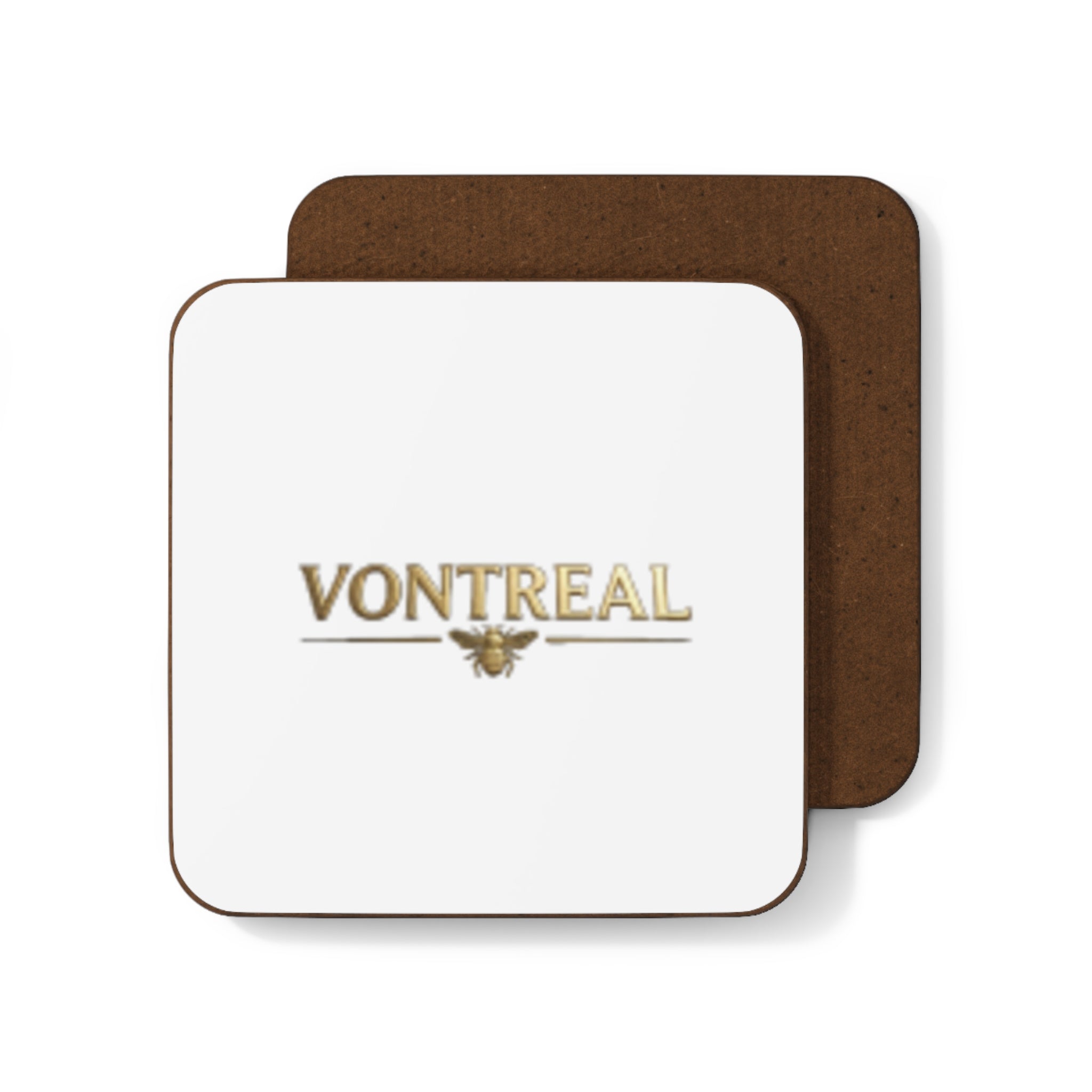 Vontreal Gold Logo Coaster — Decorative Hardboard Drink Coaster