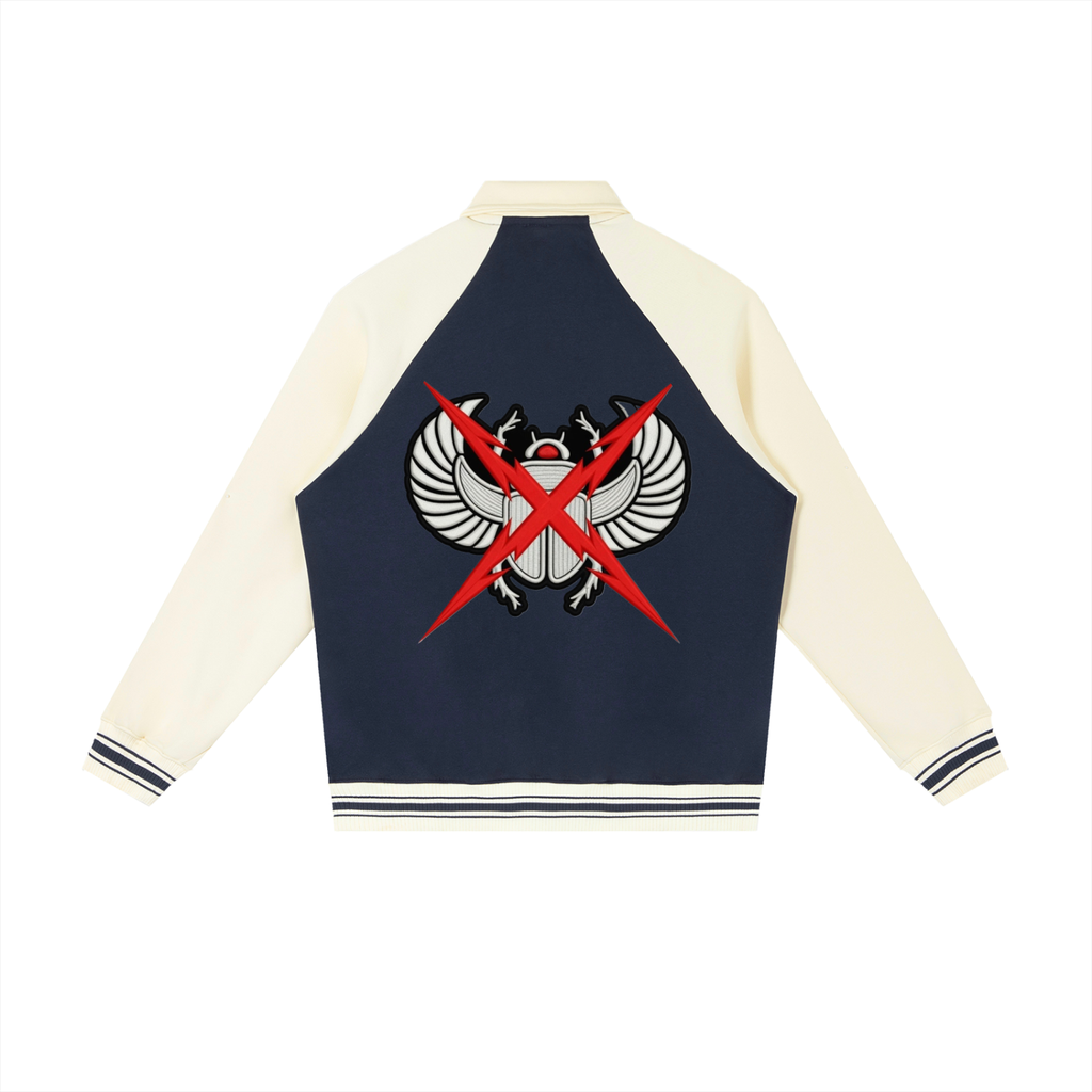 Contrast Raglan Sleeve Baseball Jacket