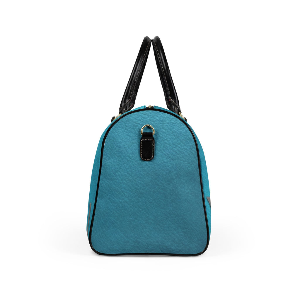 VonTreal Leather Travel Bag — Turquoise Weekender Duffle with Embossed Bird Logo