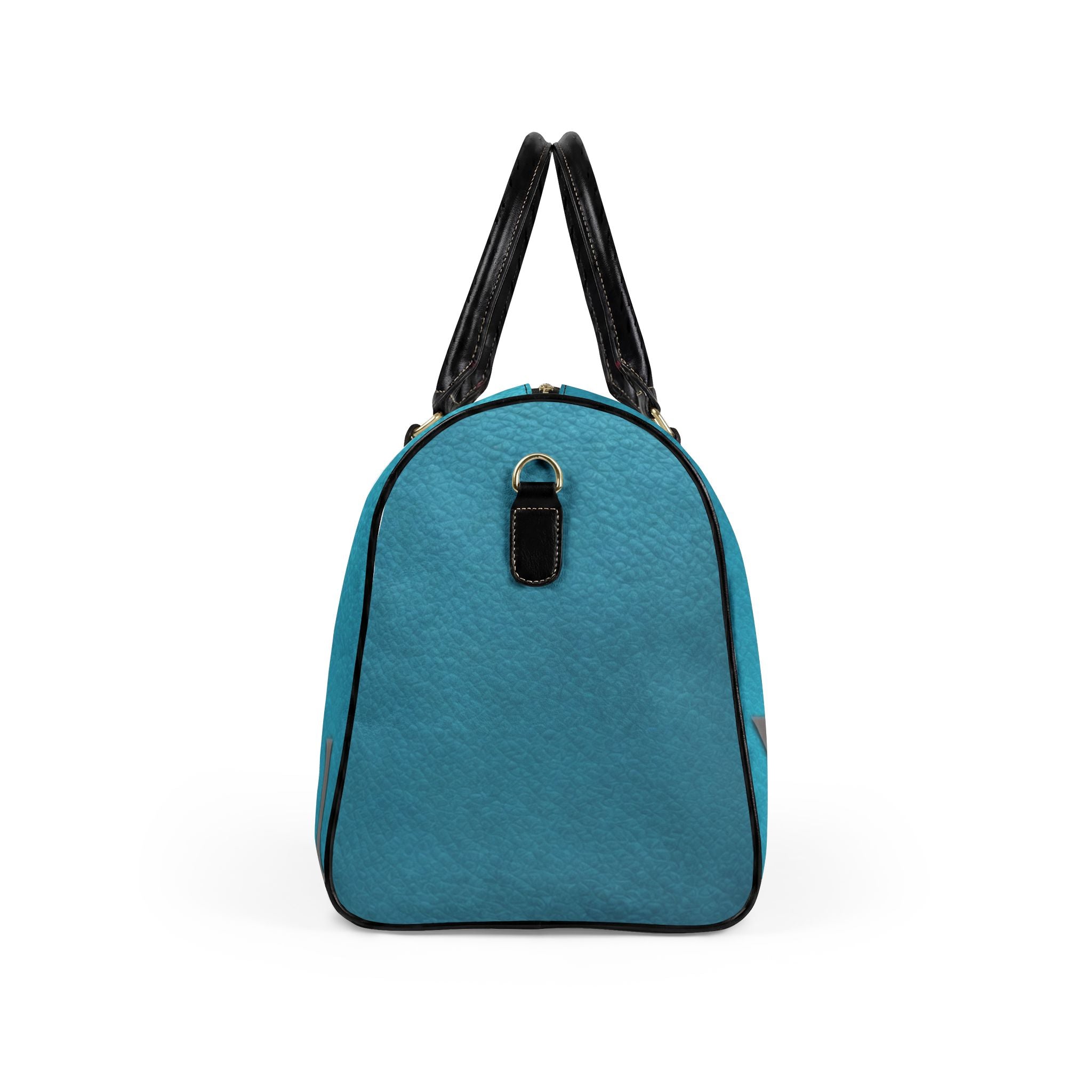 VonTreal Leather Travel Bag — Turquoise Weekender Duffle with Embossed Bird Logo