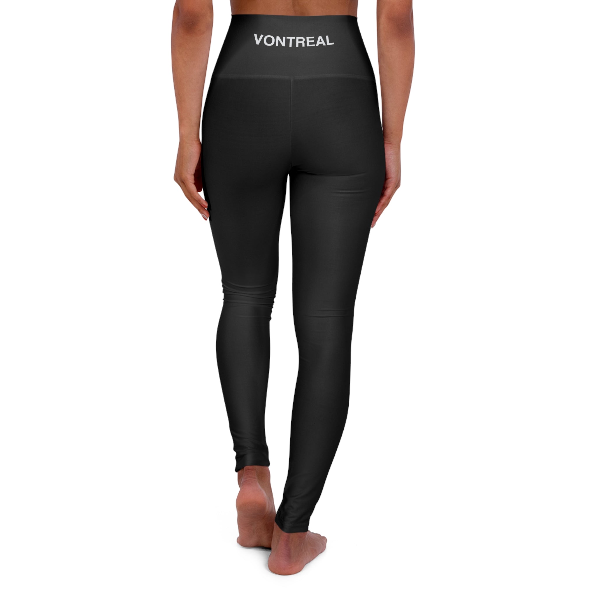 High-Waisted Yoga Leggings – Black Performance Leggings with Vontreal Logo