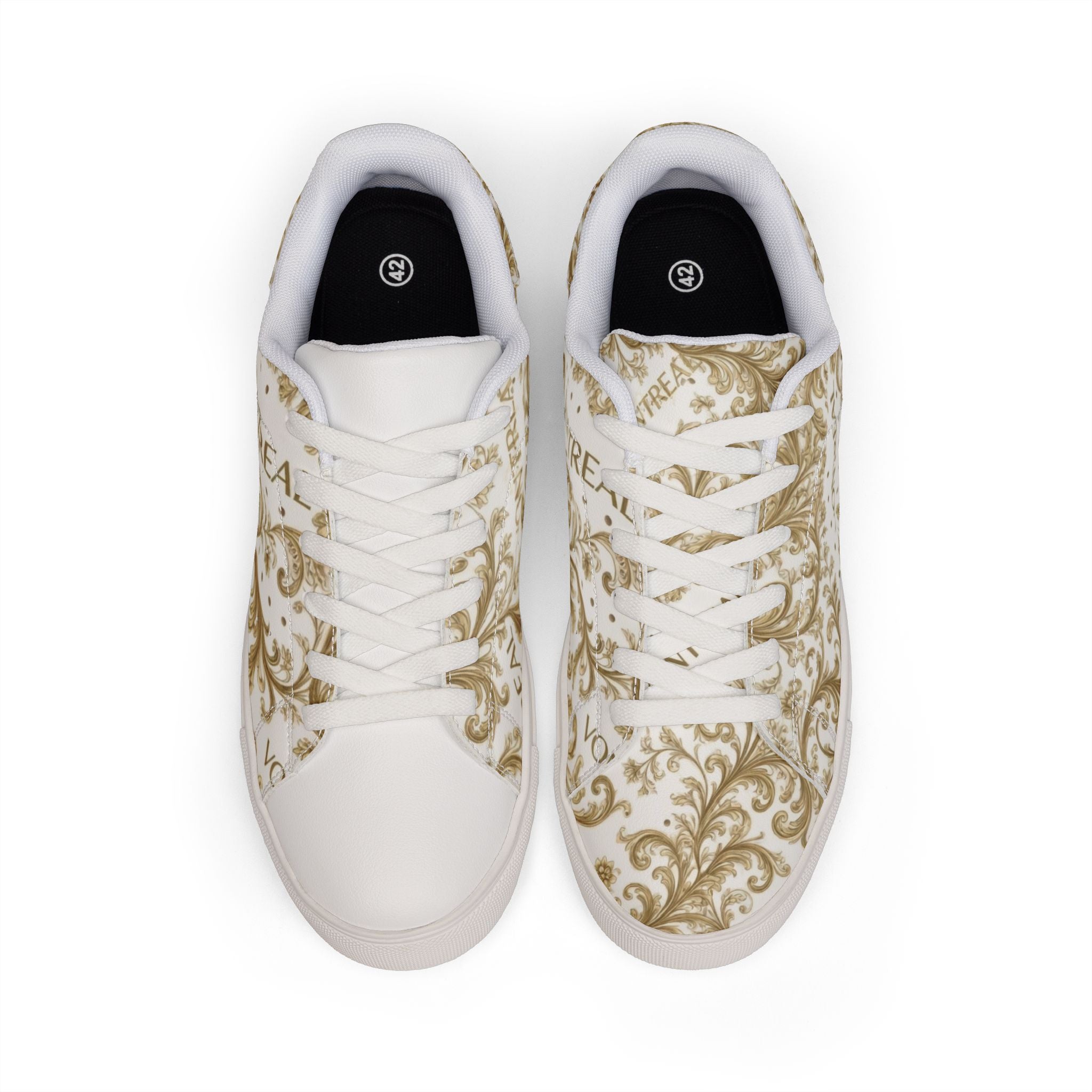 Leather Sneakers — Vintage Scroll Pattern "Montréal" Low-Top