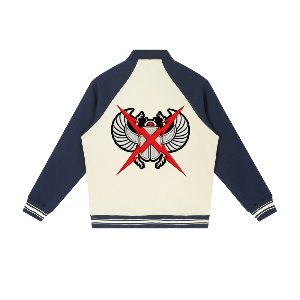 Contrast Raglan Sleeve Baseball Jacket