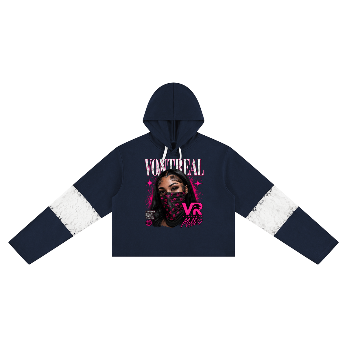 Milli Cropped Lace-Panel Hoodie