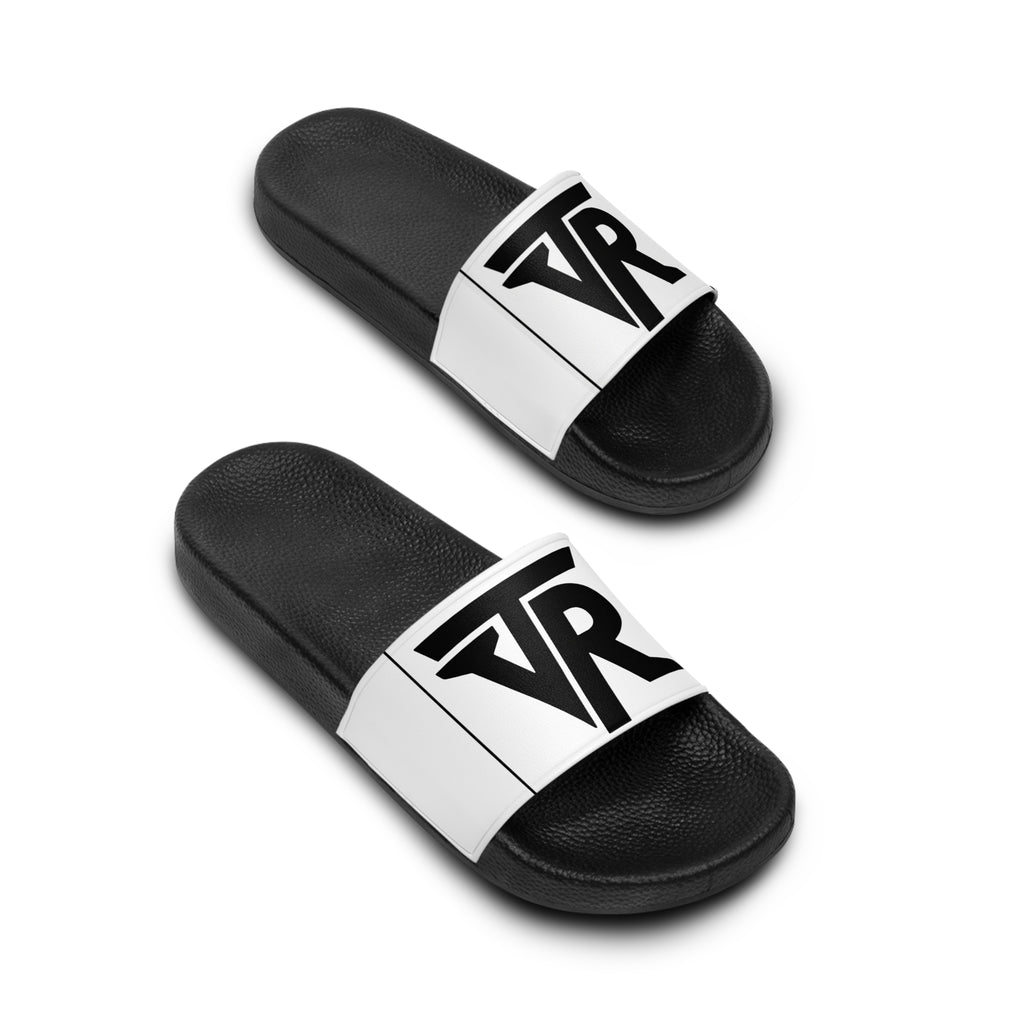 Women's Slide Sandals - Monochrome 'VR' Logo Slip-On Slides