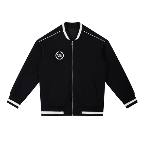 Contrast Piping Zip Bomber Jacket