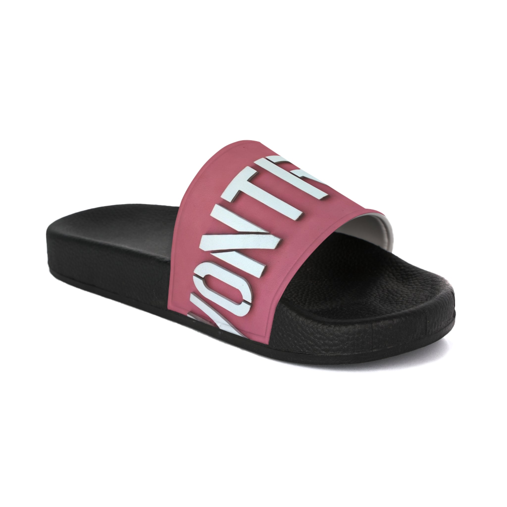 Women's Slide Sandals - Pink Contrast 'MONTEREY' Graphic Pool Slides