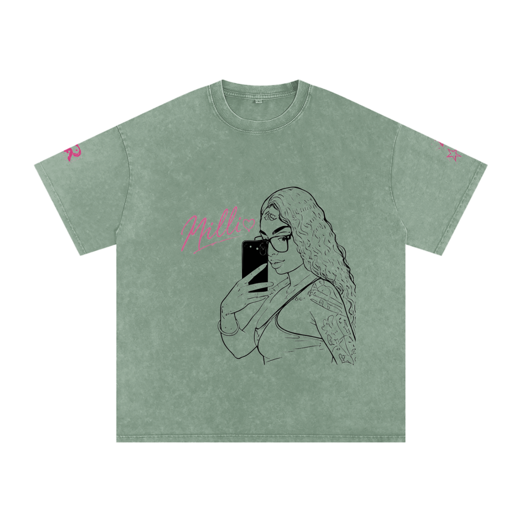 Snow Washed Oversized Cotton T-Shirt