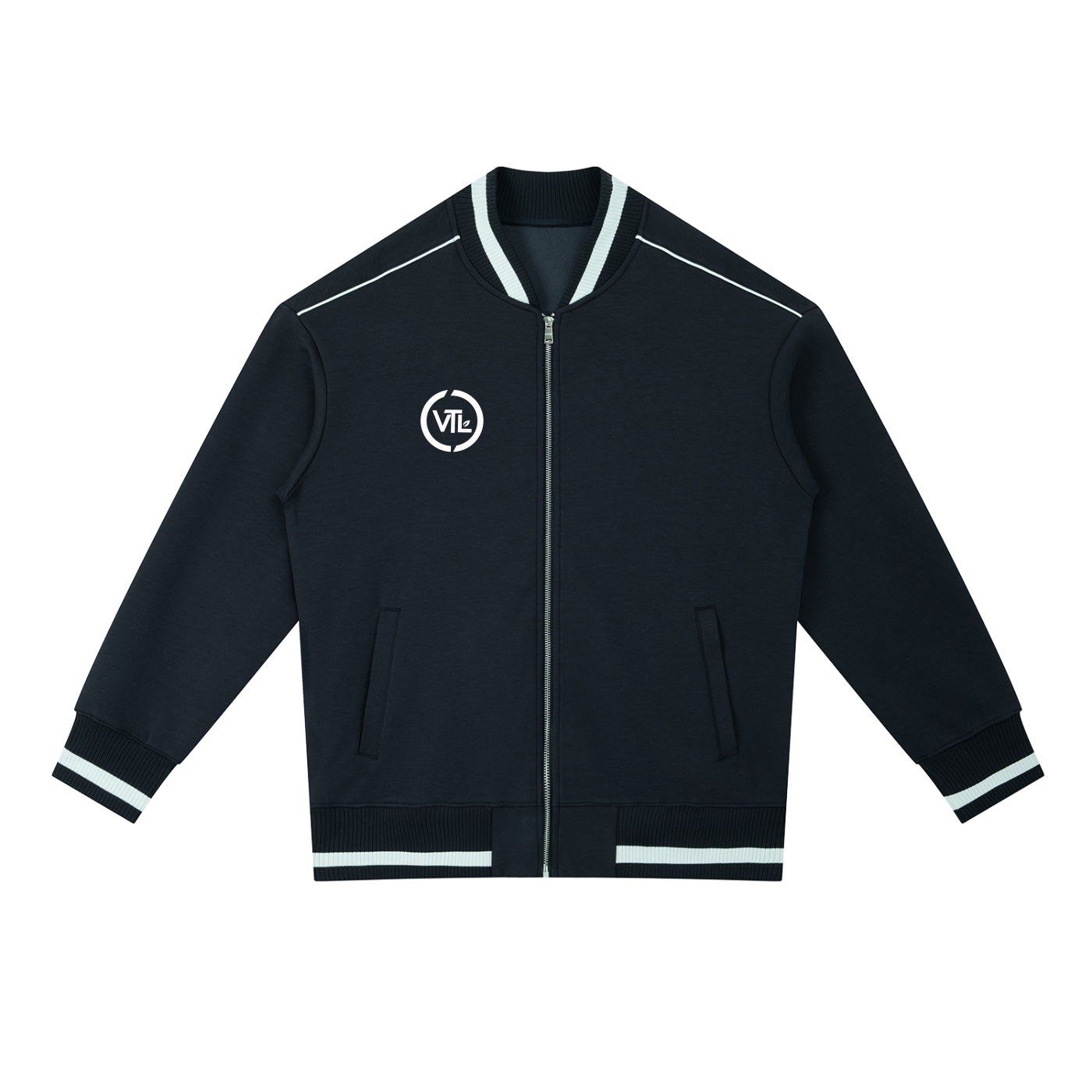 Contrast Piping Zip Bomber Jacket