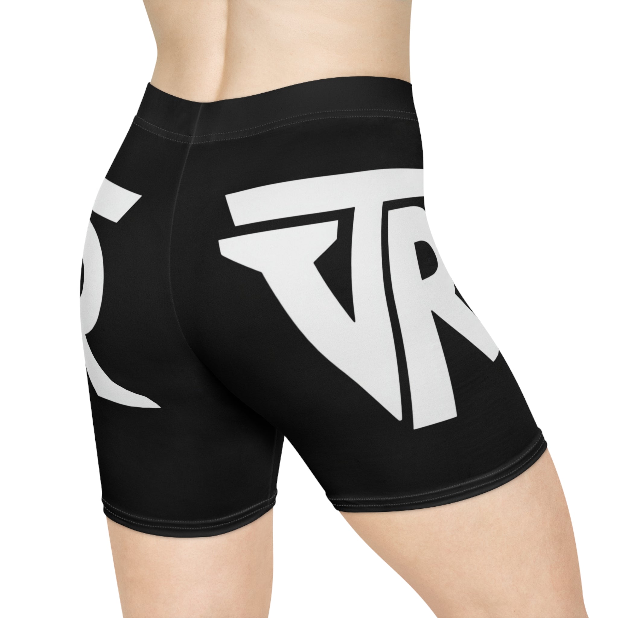 Logo Black Biker Shorts - Women's High-Waist Graphic Activewear