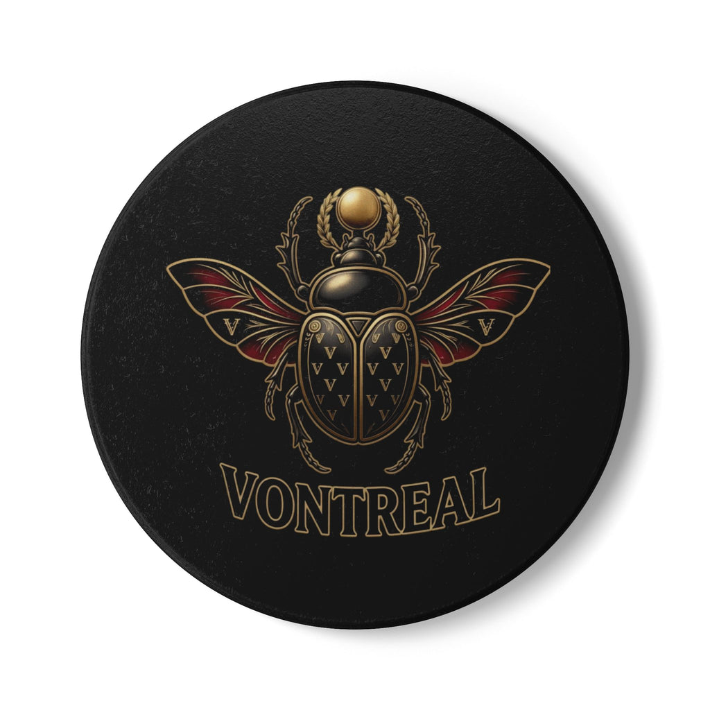 Vontreal Scarab Ceramic Coaster — Gothic Gold Beetle Drink Mat