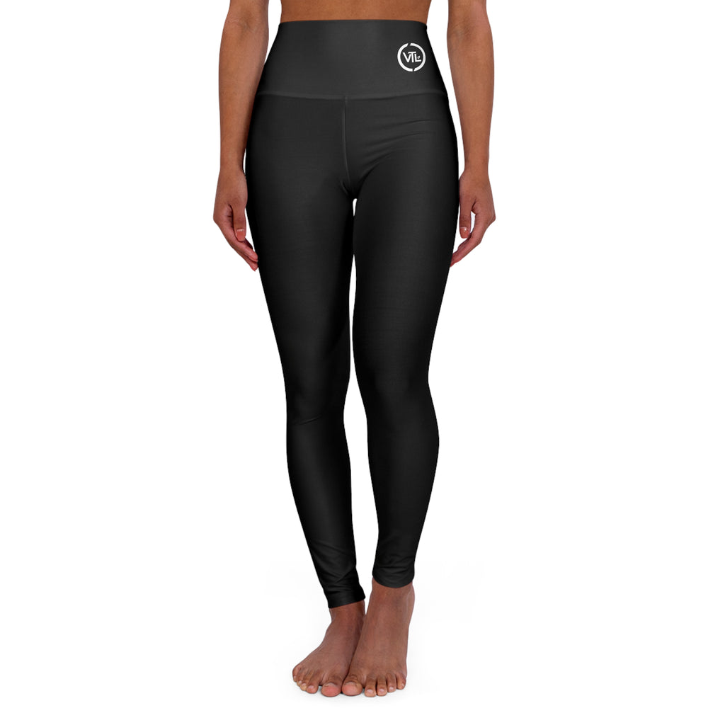 High-Waisted Yoga Leggings – Black Performance Leggings with Vontreal Logo