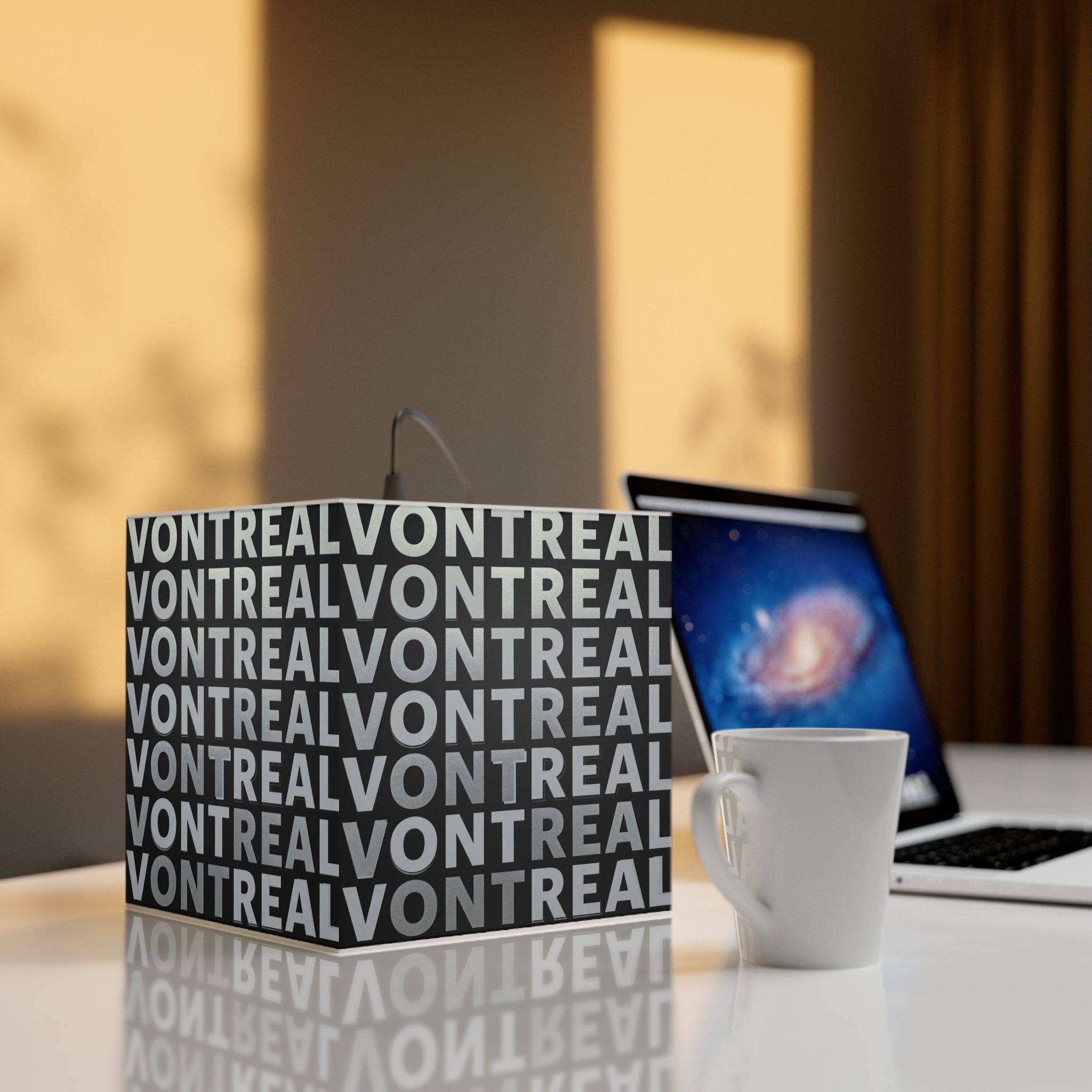 Montreal Cube Light Lamp — Modern Typographic Cityscape Pendant