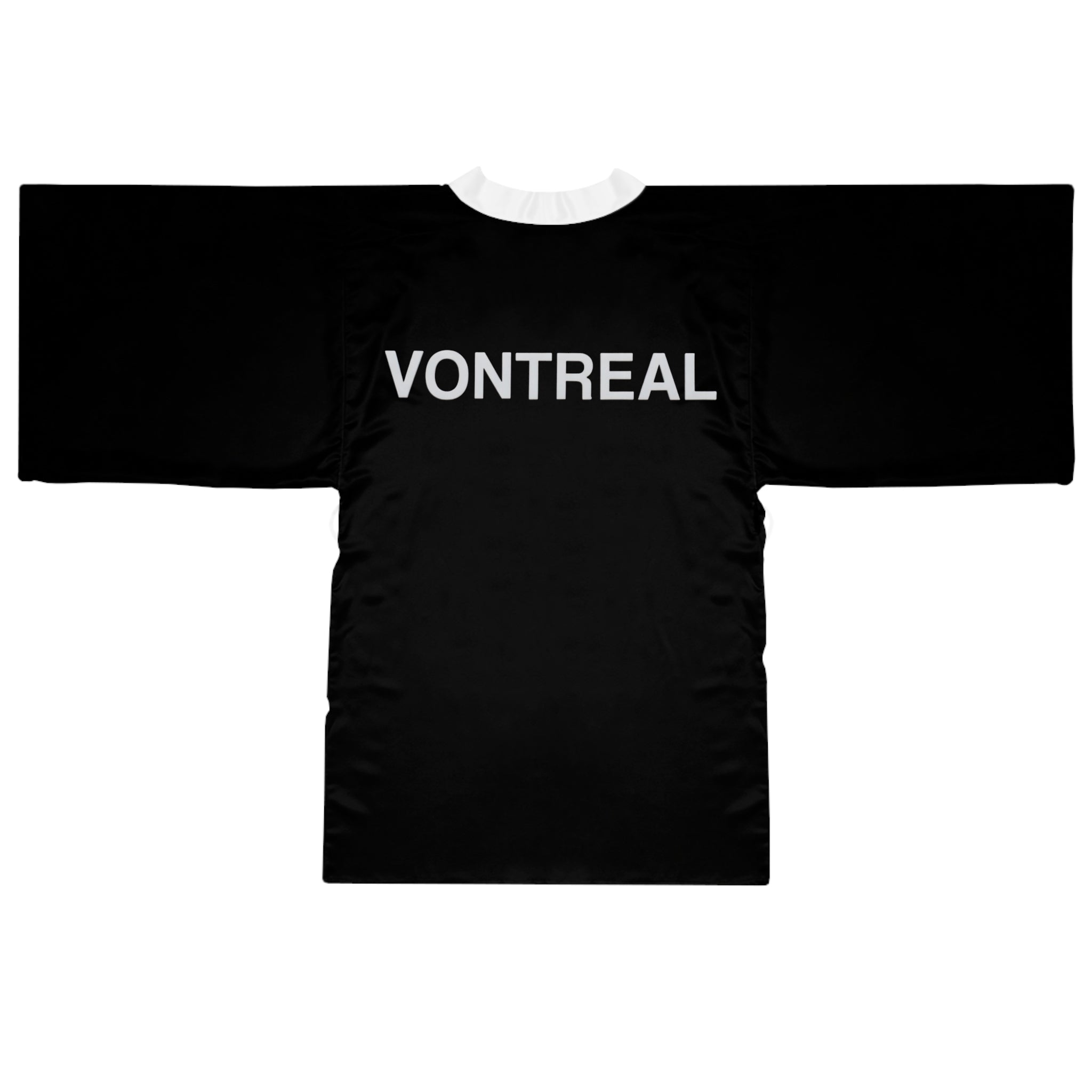 Vontreal Black Kimono Robe – Long Sleeve Japanese-Style Lounge Jacket