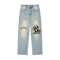 Sun Fade Raw Hem Denim Jeans