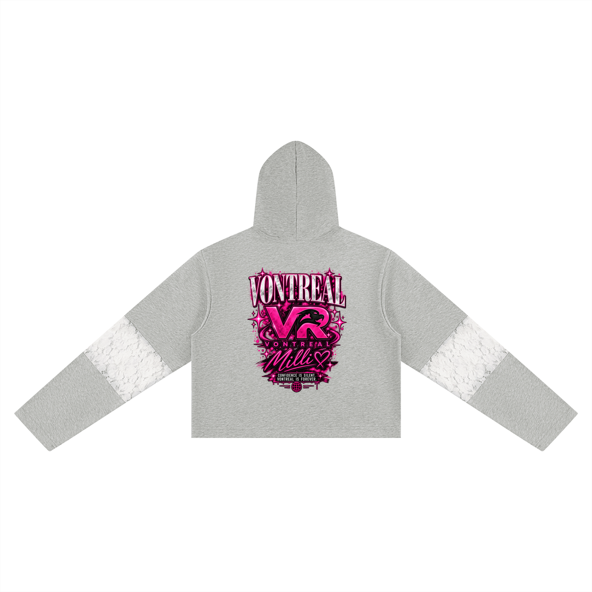 Milli Cropped Lace-Panel Hoodie