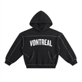 Contrast-Stitched Boxy Fleece Hoodie