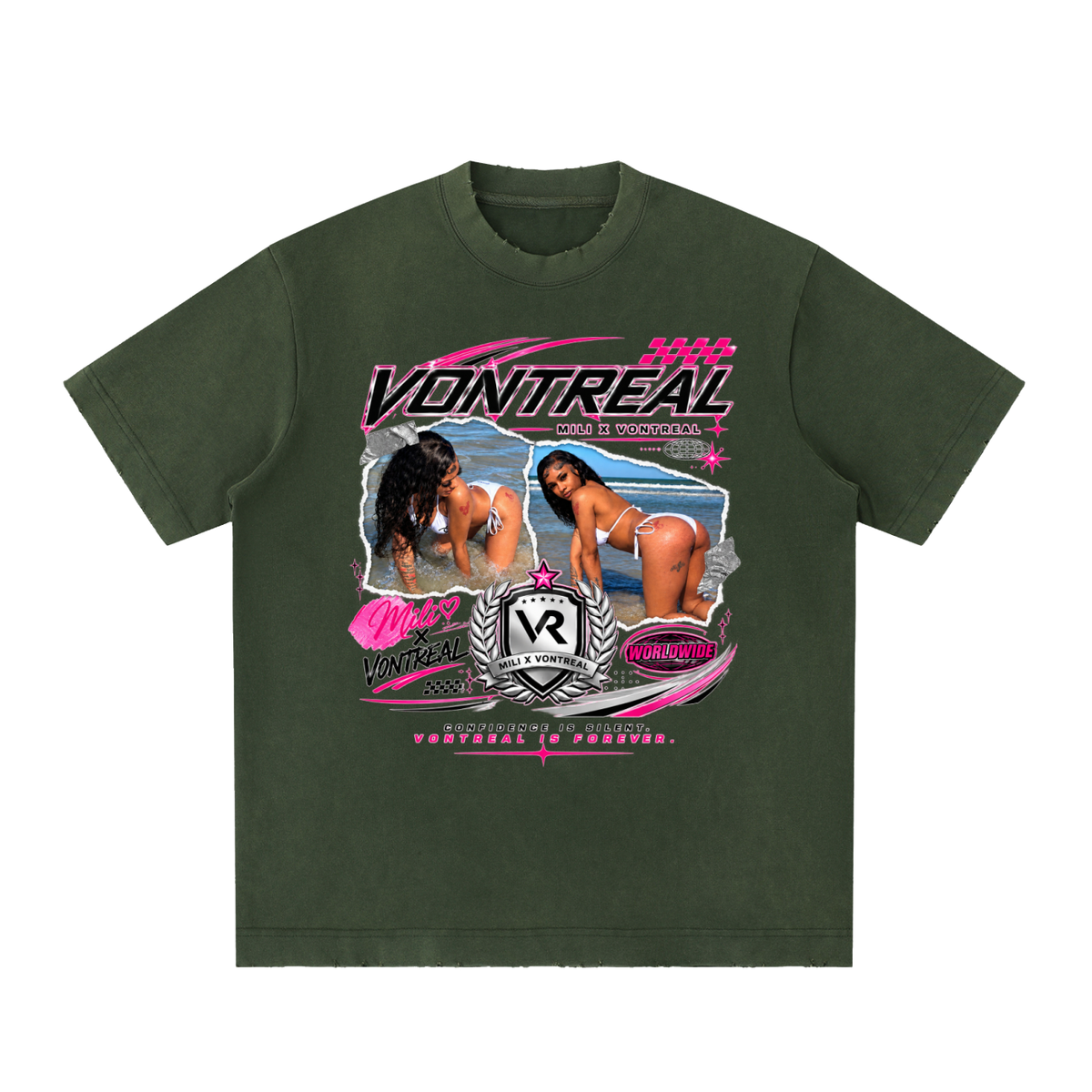 Milli x vontreal Heavyweight Vintage Washed Frayed T-Shirt