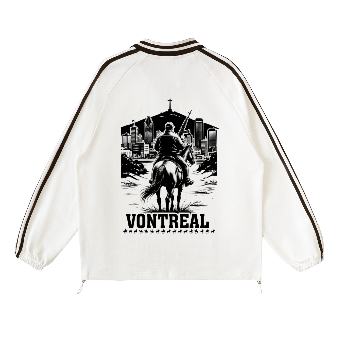 Contrast Striped Lapel Collar Sweatshirt