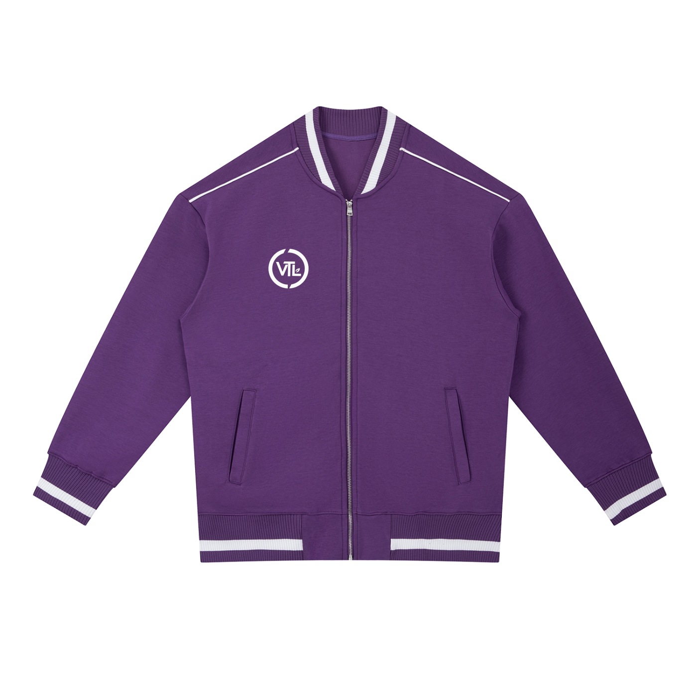 Contrast Piping Zip Bomber Jacket