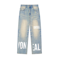 Sun Fade Raw Hem Denim Jeans