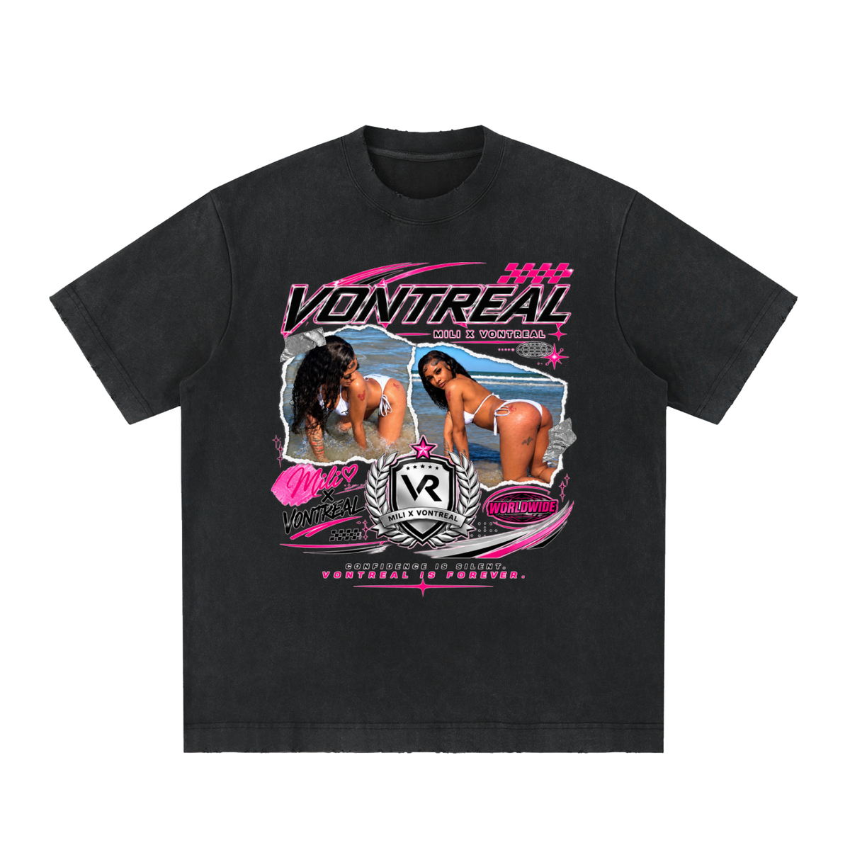 Milli x vontreal Heavyweight Vintage Washed Frayed T-Shirt