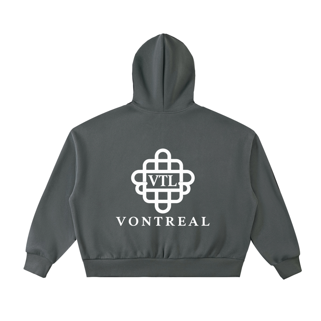 Fleeced Full-Zip Boxy Hoodie
