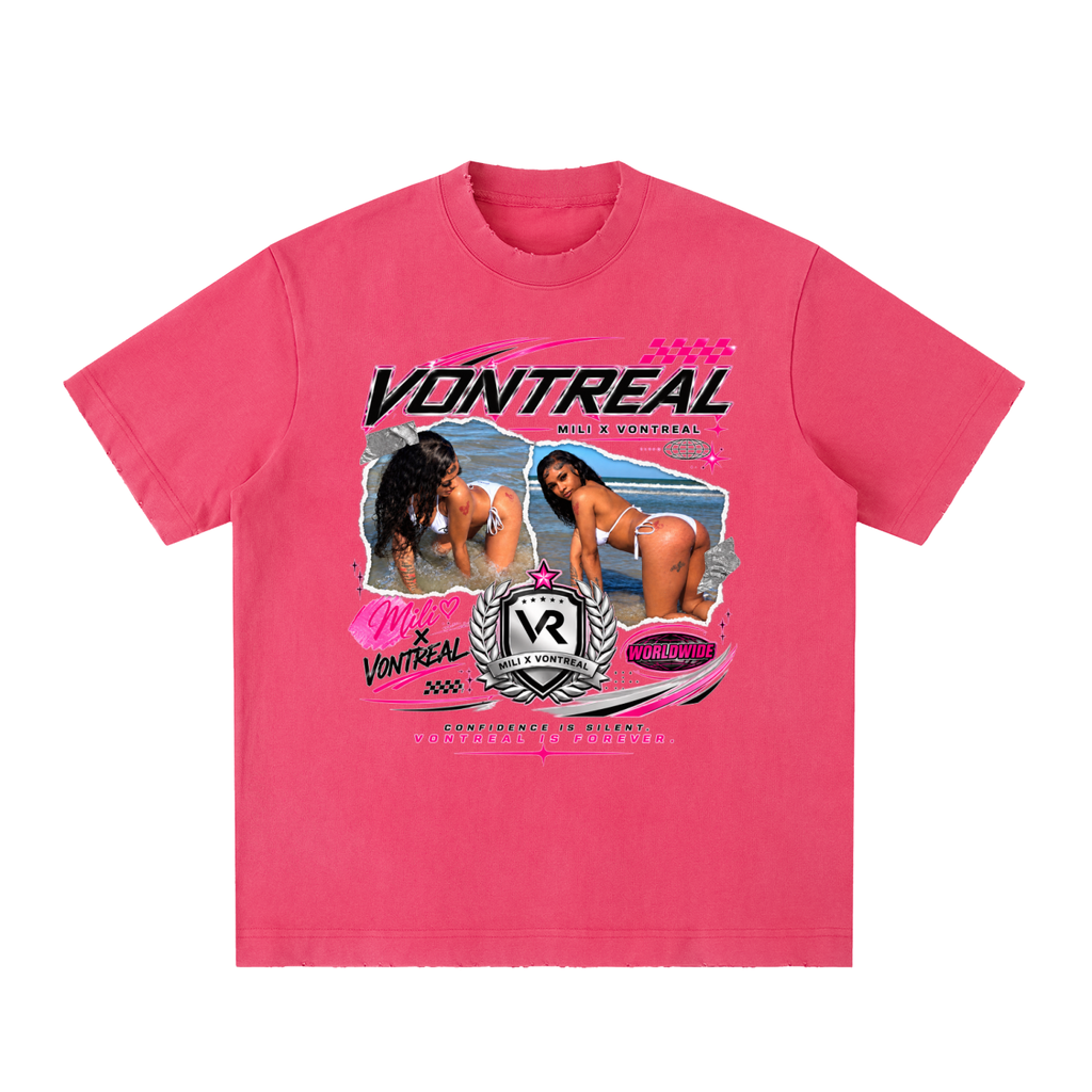 Milli x vontreal Heavyweight Vintage Washed Frayed T-Shirt
