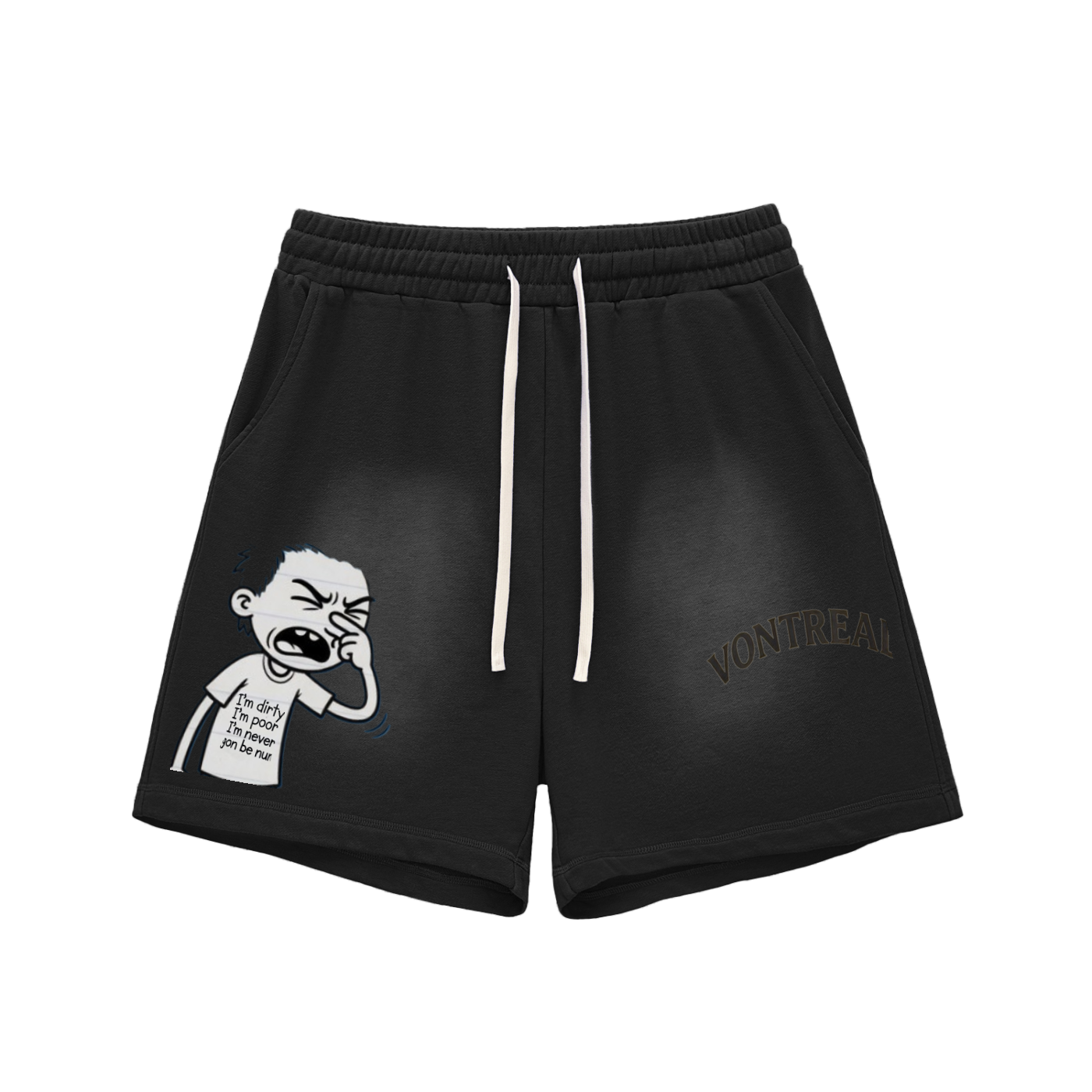 Sun Fade Raw Edge Cotton Shorts