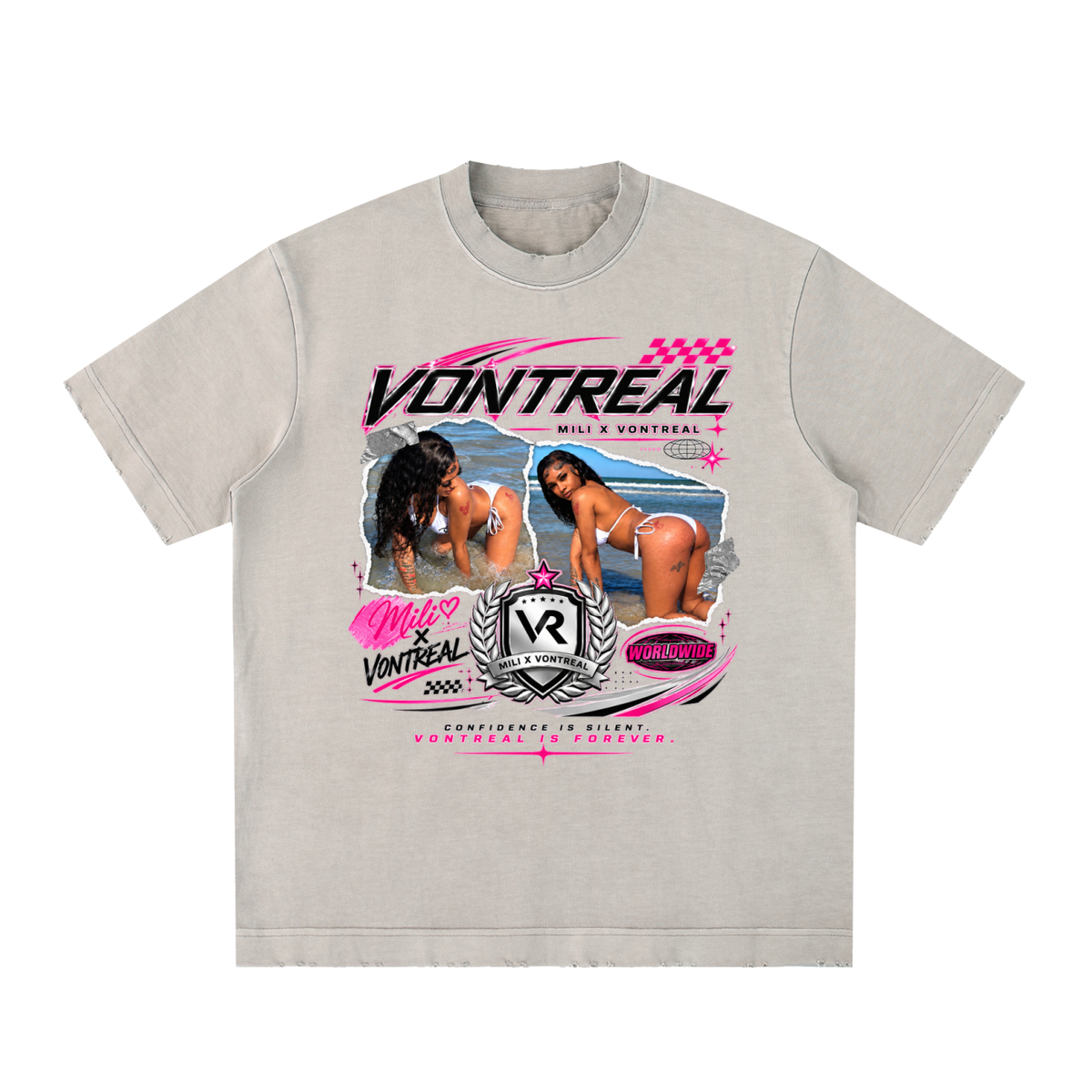 Milli x vontreal Heavyweight Vintage Washed Frayed T-Shirt