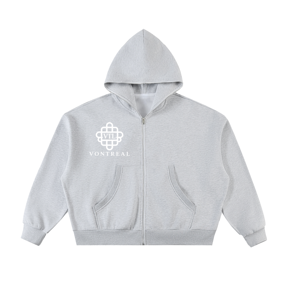 Fleeced Full-Zip Boxy Hoodie