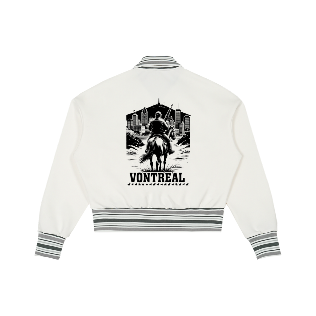 Striped Rib Collar Zip Jacket