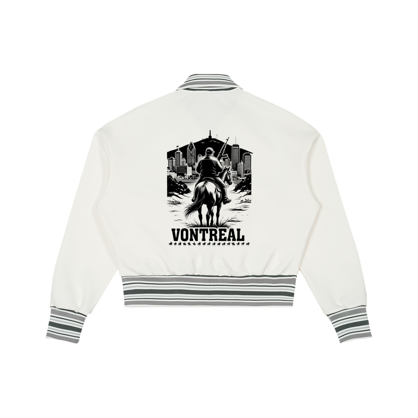 Striped Rib Collar Zip Jacket