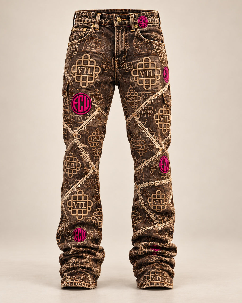 Vontreal x ECUstudios Monogram Denim Jeans front product view